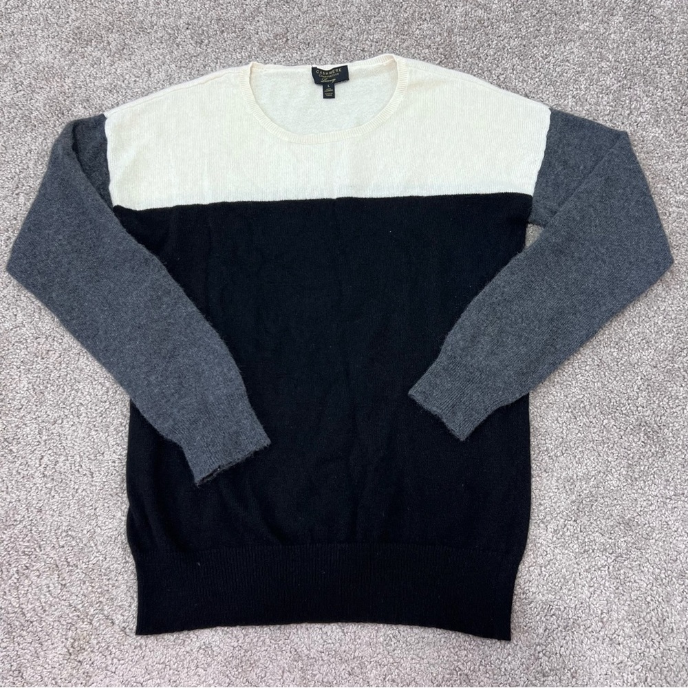 Charter Club Sweater Womens Large Luxury Cashmere  Black, cream-grey Casual